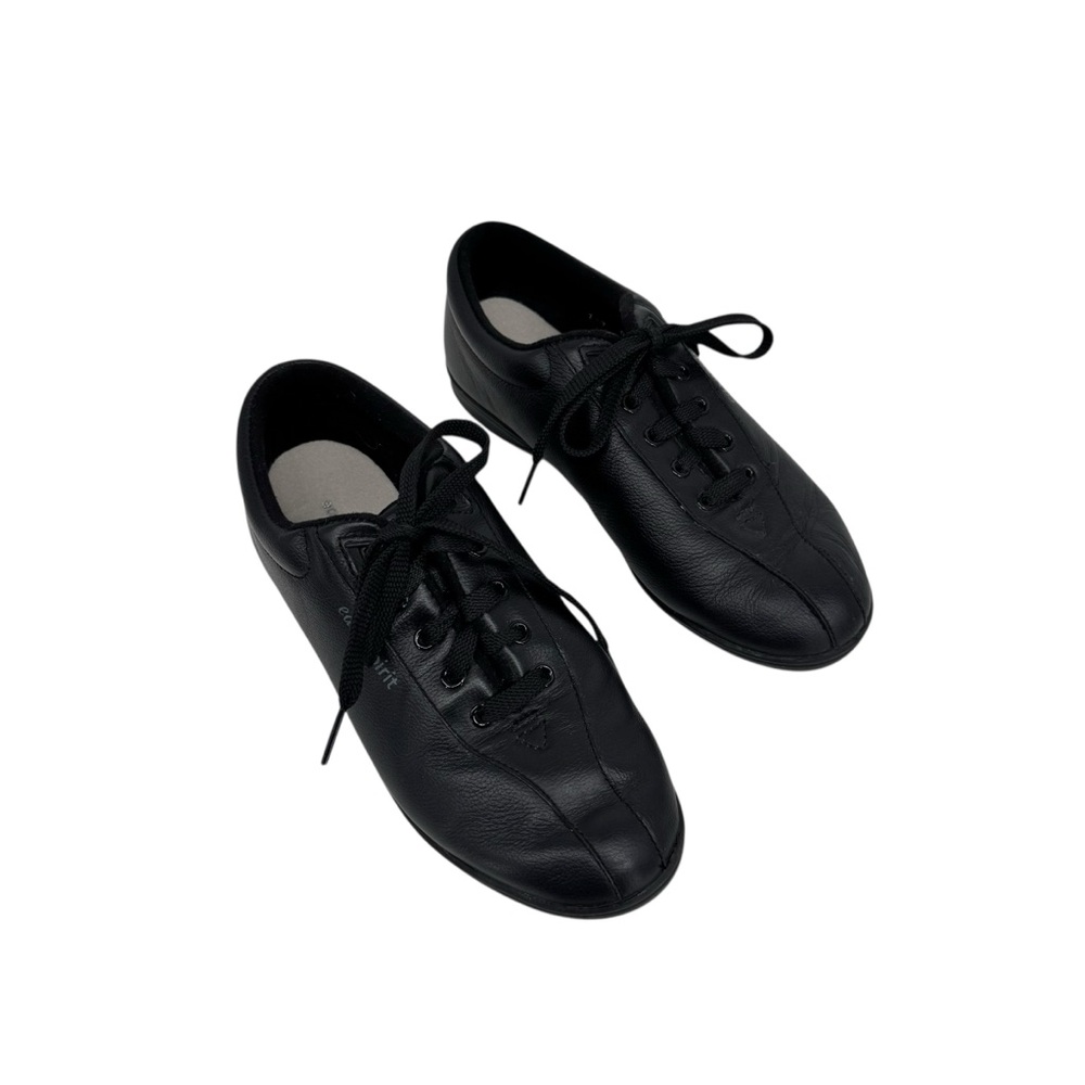 Easy Spirit Size 7.5 D/B Black AP Casual Lace Up Leather Sneakers Walking Shoes